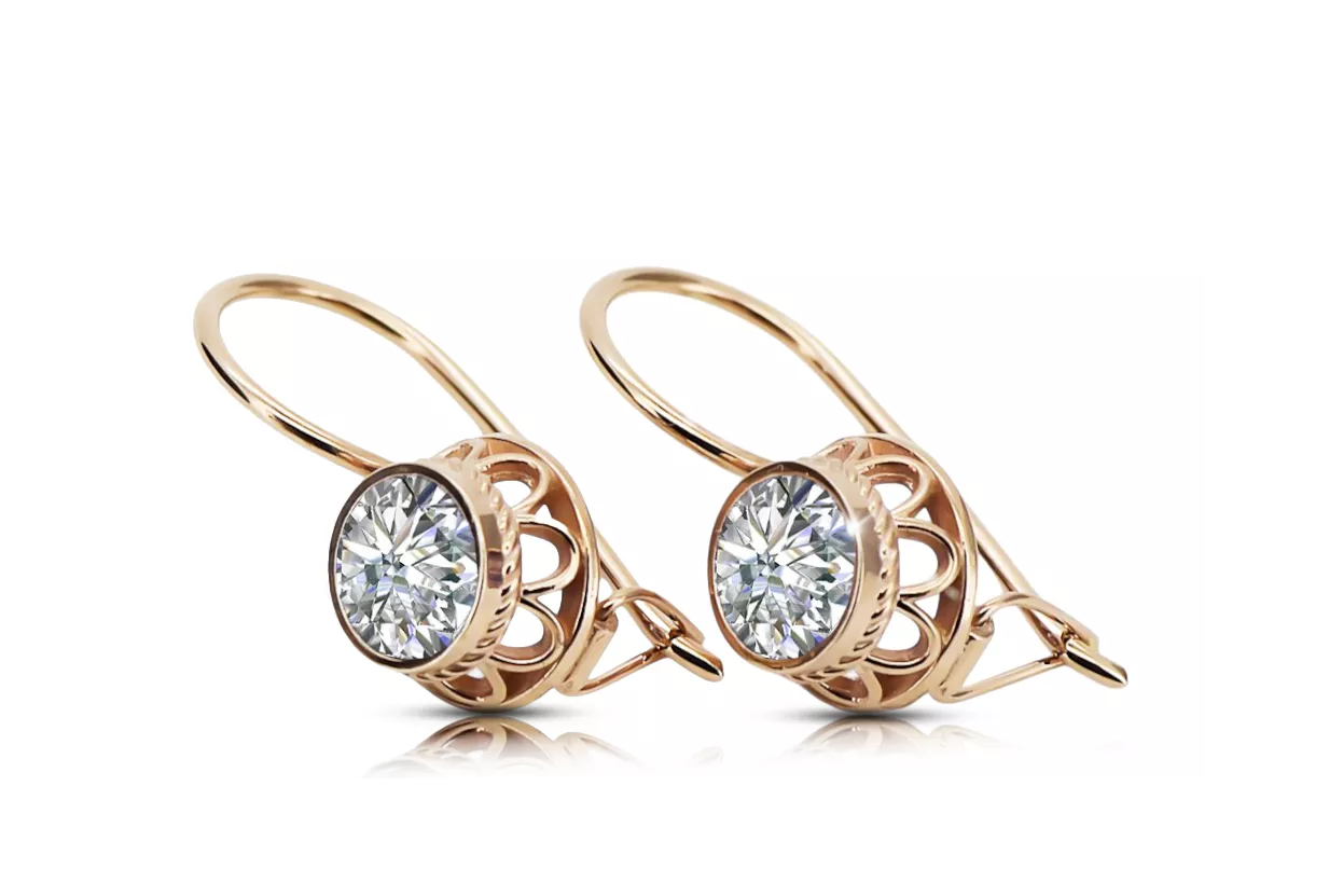 Original Vintage 14K Rose Gold Zircon Earrings Vintage Jewlery vec117r Original Vintage 14K Rose Gold Zircon Earrings Vintage Jewlery vec117r